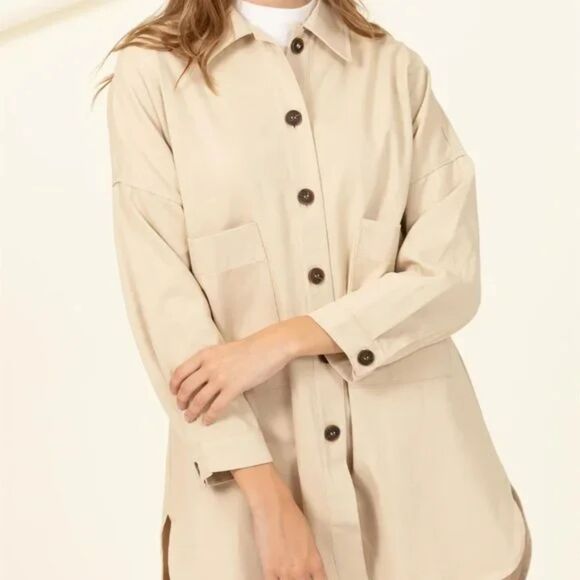 Favlux Sweet Fling Oversized Shirt Jacket Shacket - Picture 1 of 12